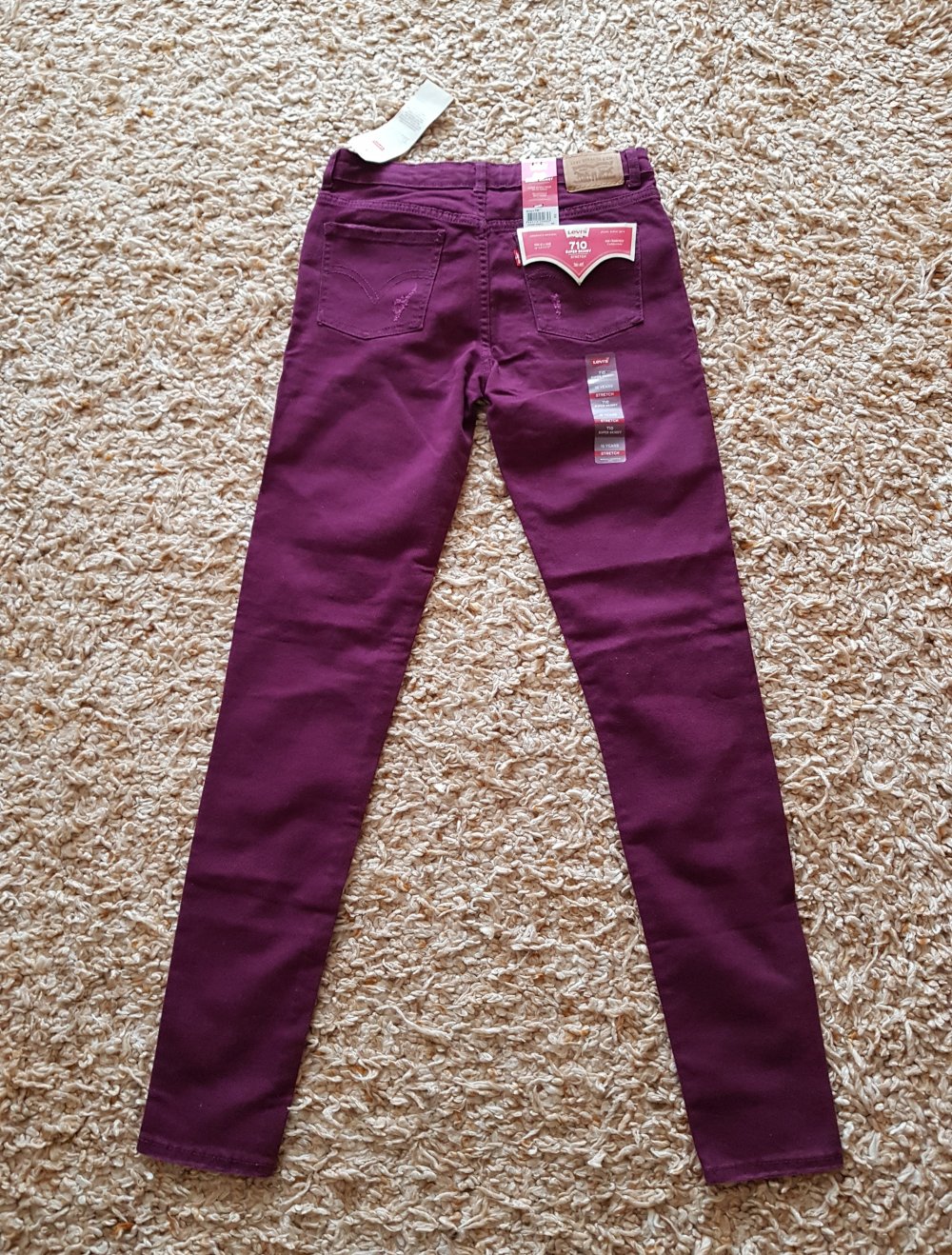 Neu! Levi's 710 Skinny Jeans Stretch burgunderrot 164cm/16J