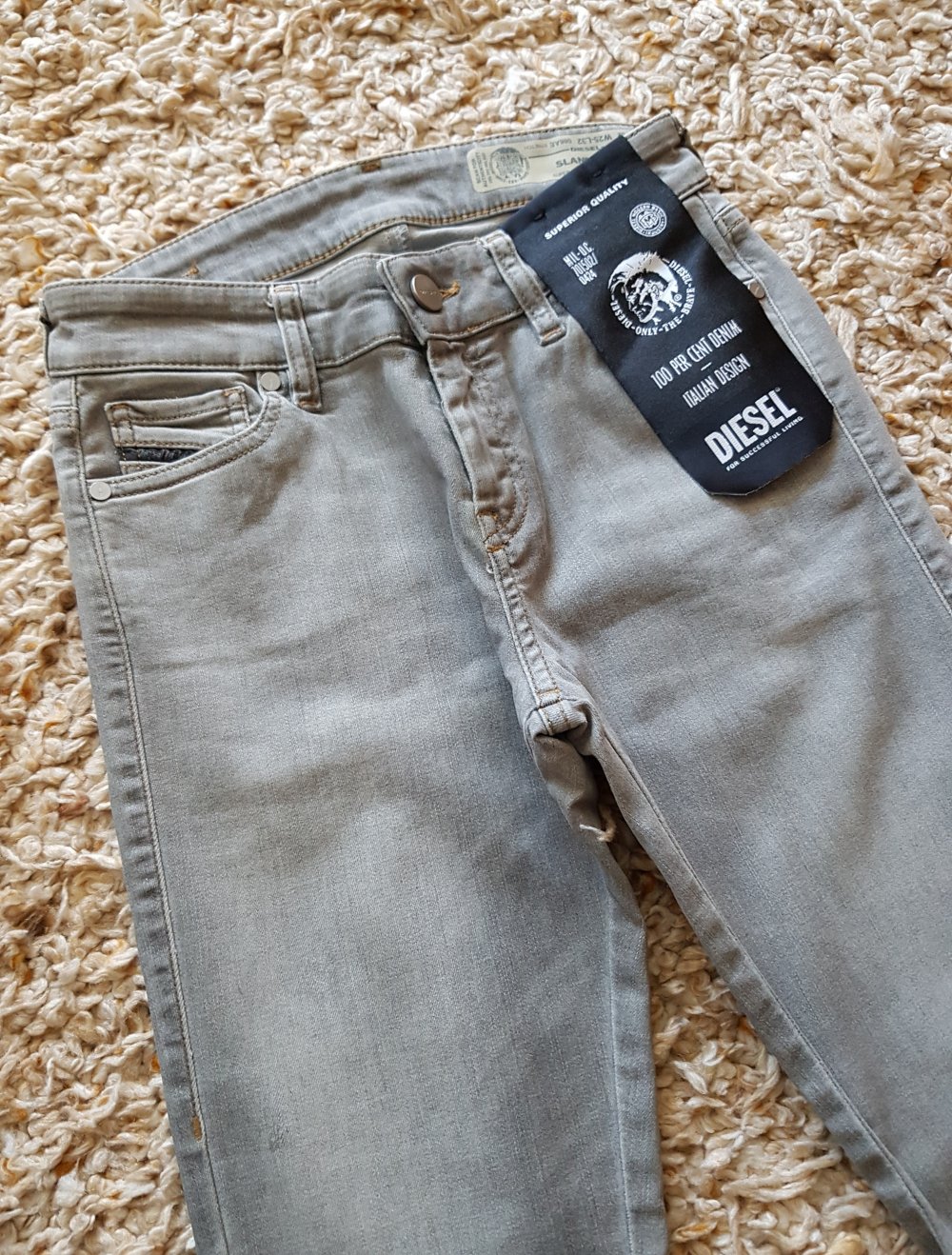 Neu! Diesel Slandy-Zip Skinny Jeans W25L23 grau
