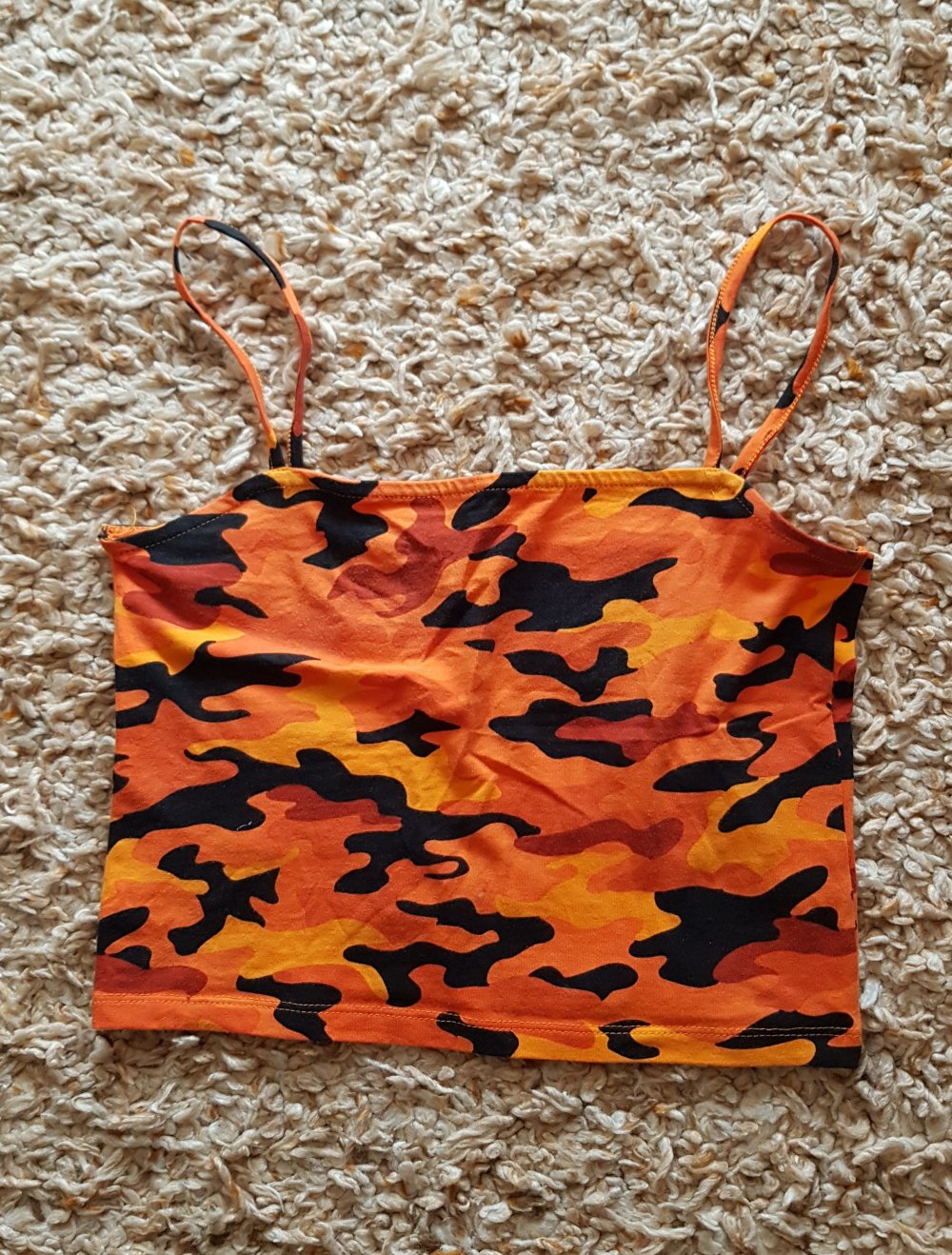 Croptop Camouflage Muster Gr.S orange schwarz gelb