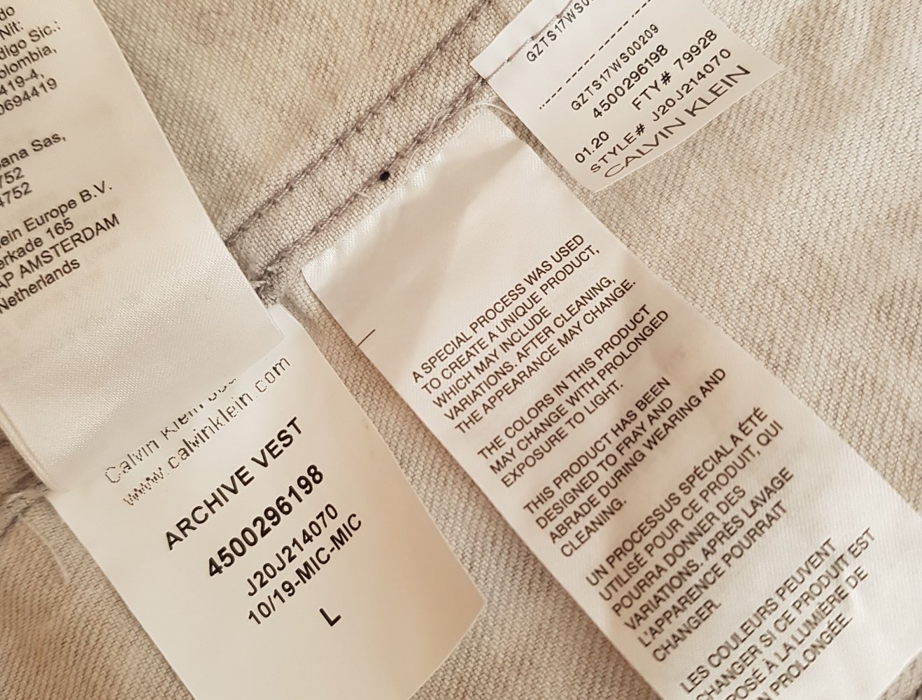 Neu! Calvin Klein Jeans Weste oversized hellgrau Gr.L