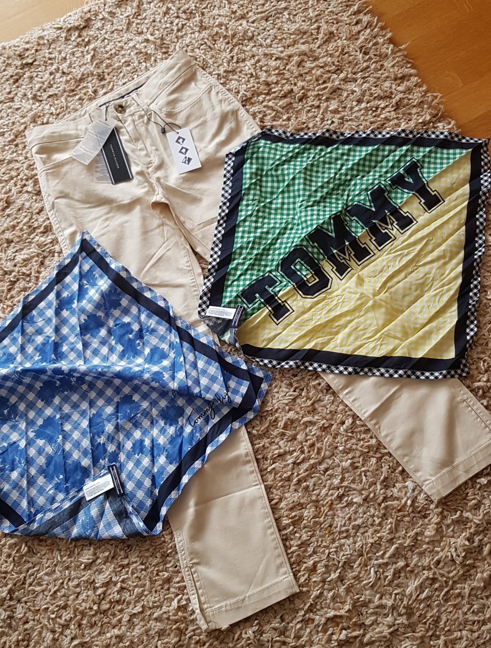 Neue! Tommy Hilfiger Sommerhose + 2 Bandana Chino Jeans cremebeige Gr.XS