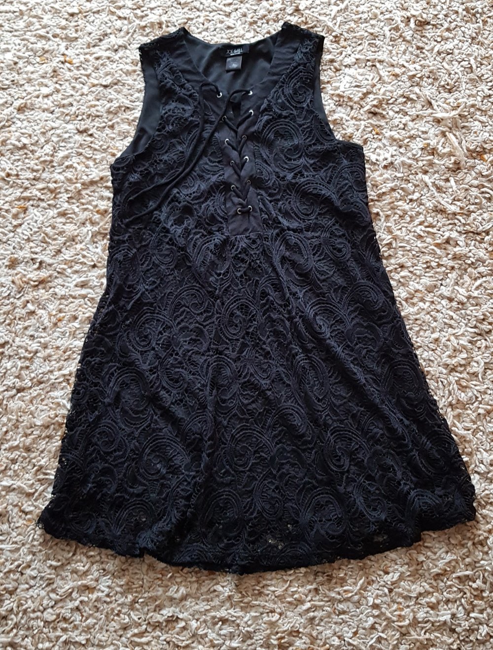 Schwarzes Spitzenkleid Partykleid  A-Linie Schnürung Gr.S