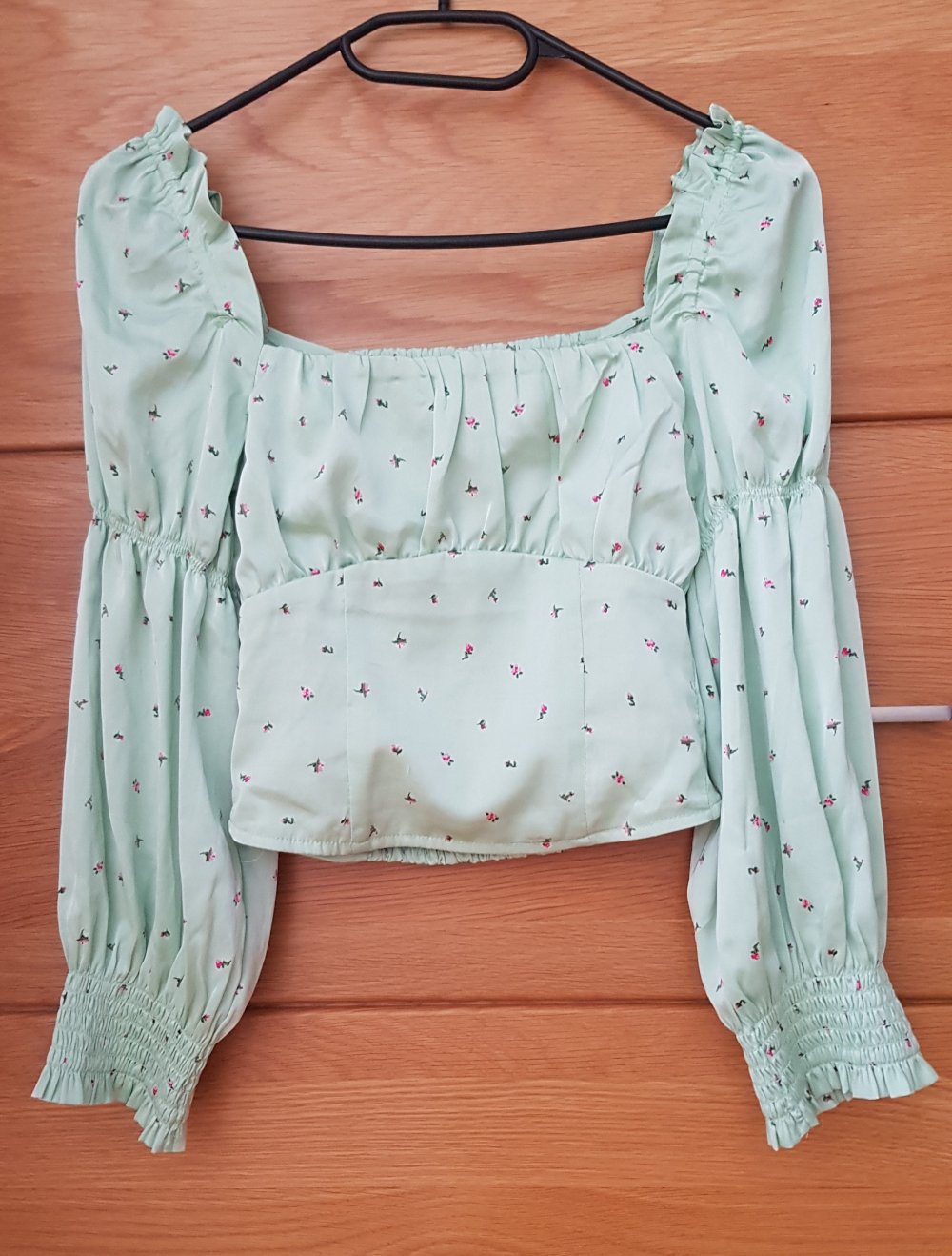 Neue Schöne Cropbluse mint  Blümchen Gr.XS