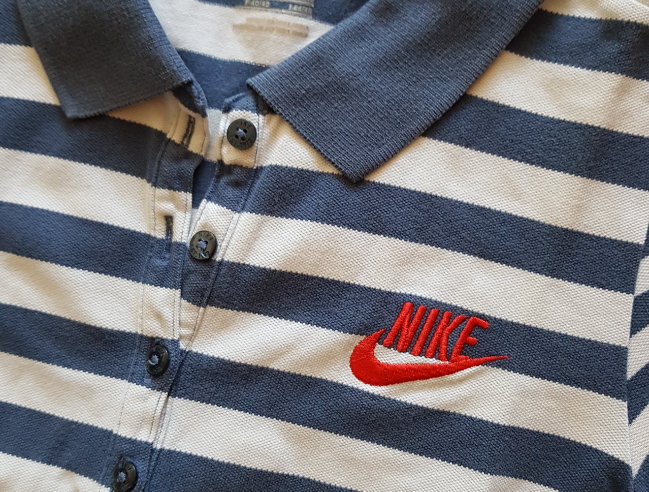 Nike Vintage Polo Shirt Streifen blau weiß Gr.M