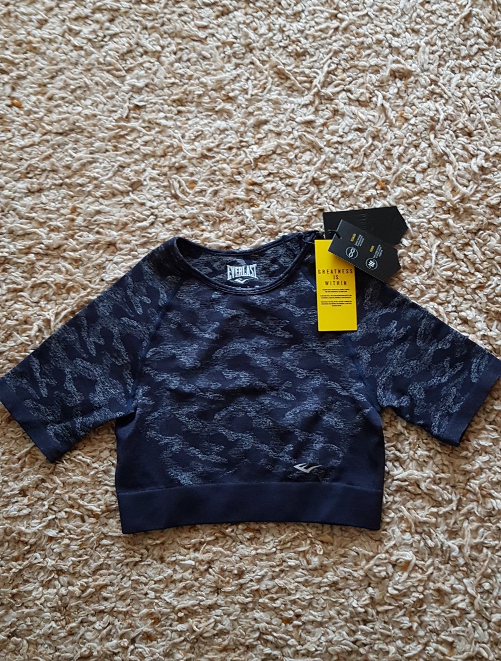 Neu! Sport Fitness Set Croptop +Shorts blau schwarz gemustert Gr.40