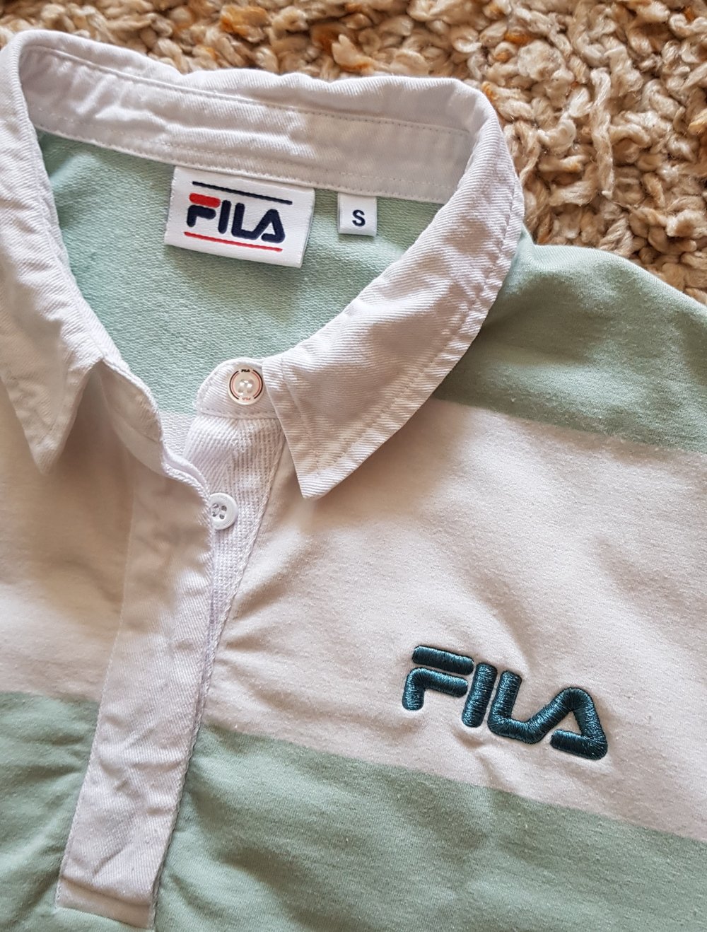 Fila Polo Shirt cropped mint weiß Streifen Gr.S