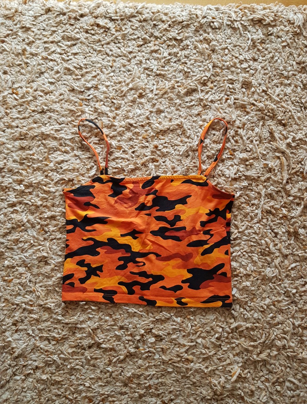 Croptop Camouflage Muster Gr.S orange schwarz gelb