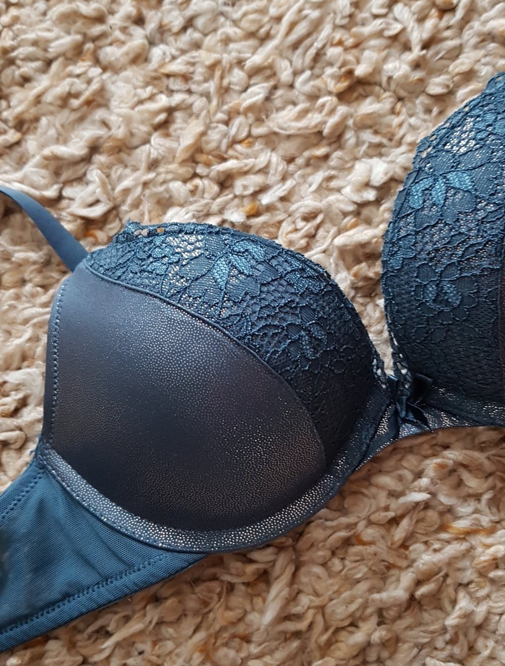 Neu! Push-up BH Spitze Metallic  türkis dunkelgrün Gr.70B