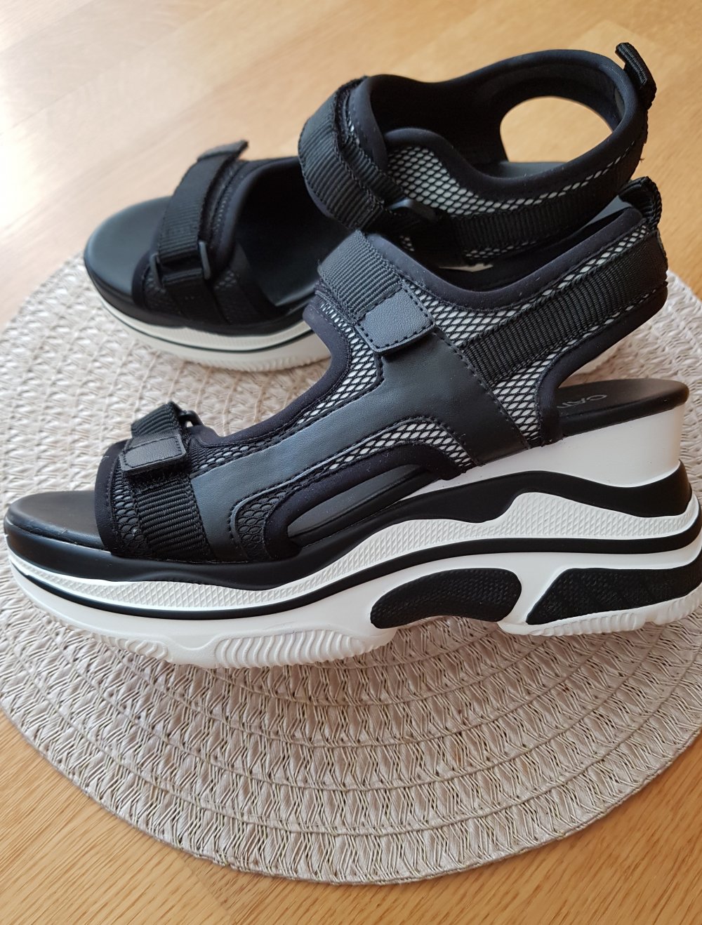 Sommer Plateau Sandalen schwarz weiß Gr.37
