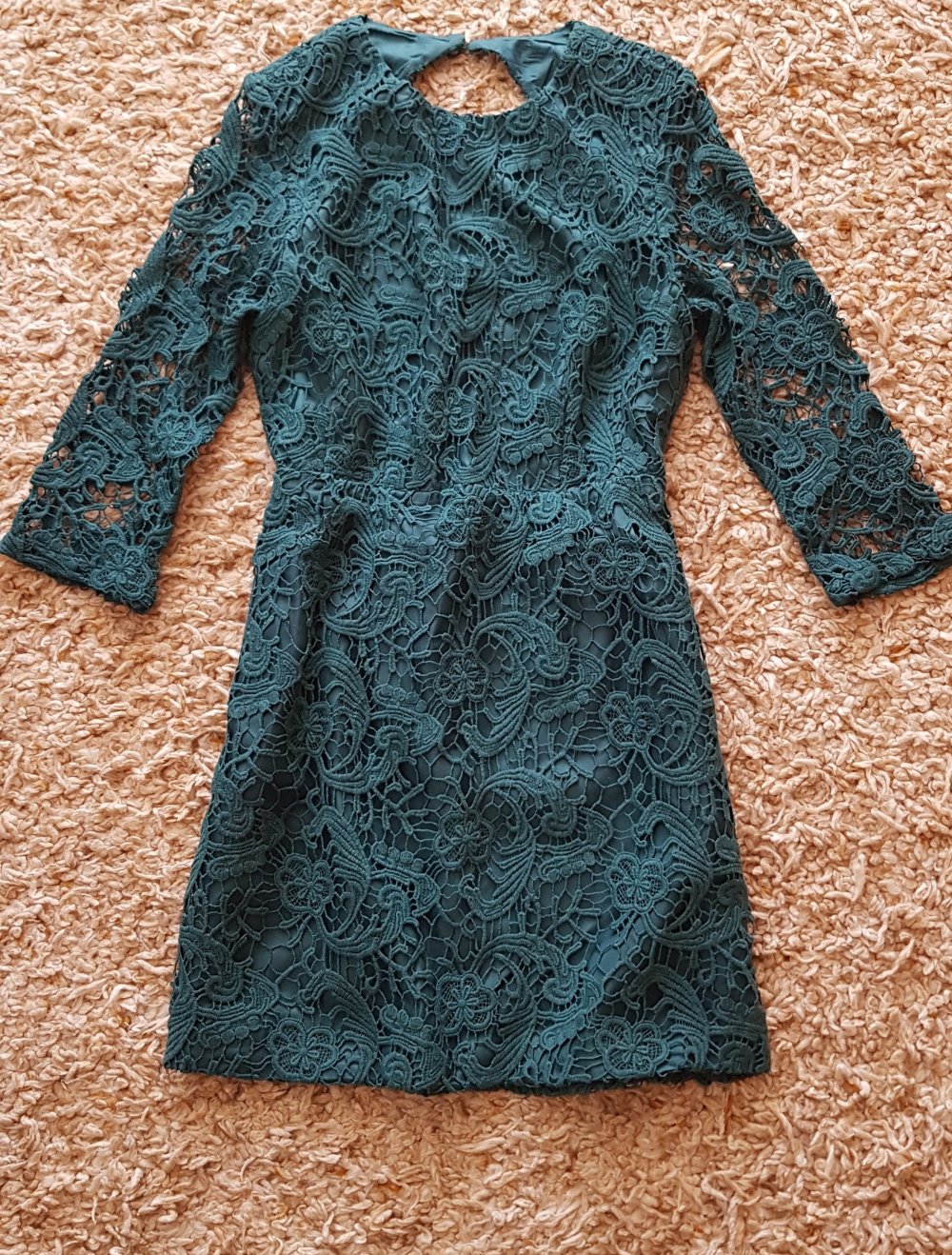 Neu! Asos dunkelgrünes Cocktailkleid Partykleid Spitze Rückenausschnitt Gr.40