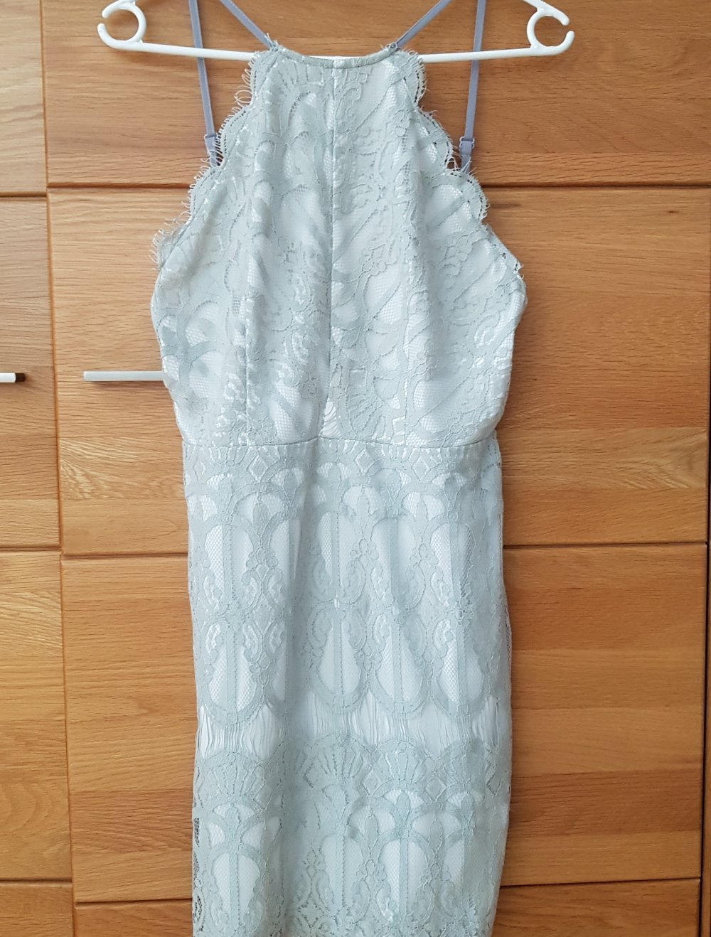 Neu! Cocktailkleid Partykleid Spitze hellgrau Gr. M