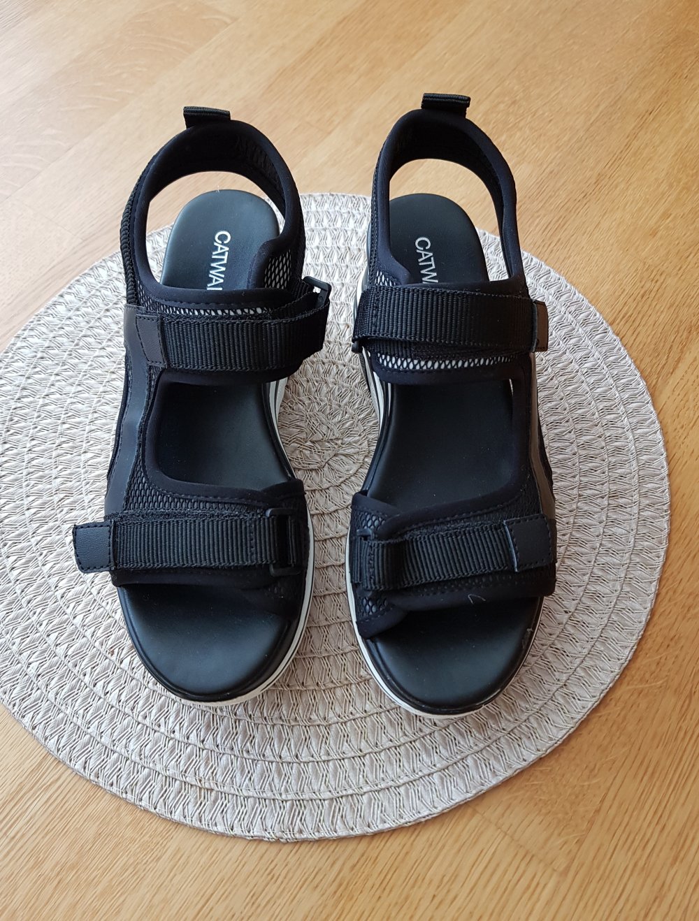 Sommer Plateau Sandalen schwarz weiß Gr.37