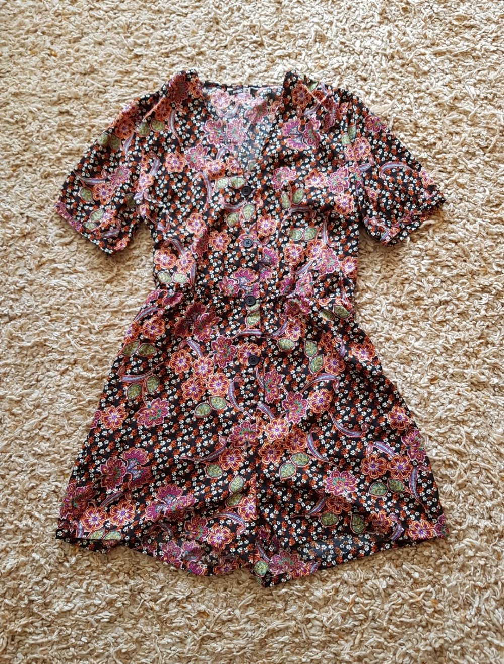 Neu! Buntes Geblümtes Jumpsuit Playsuit mit V-Ausschnitt Gr.44