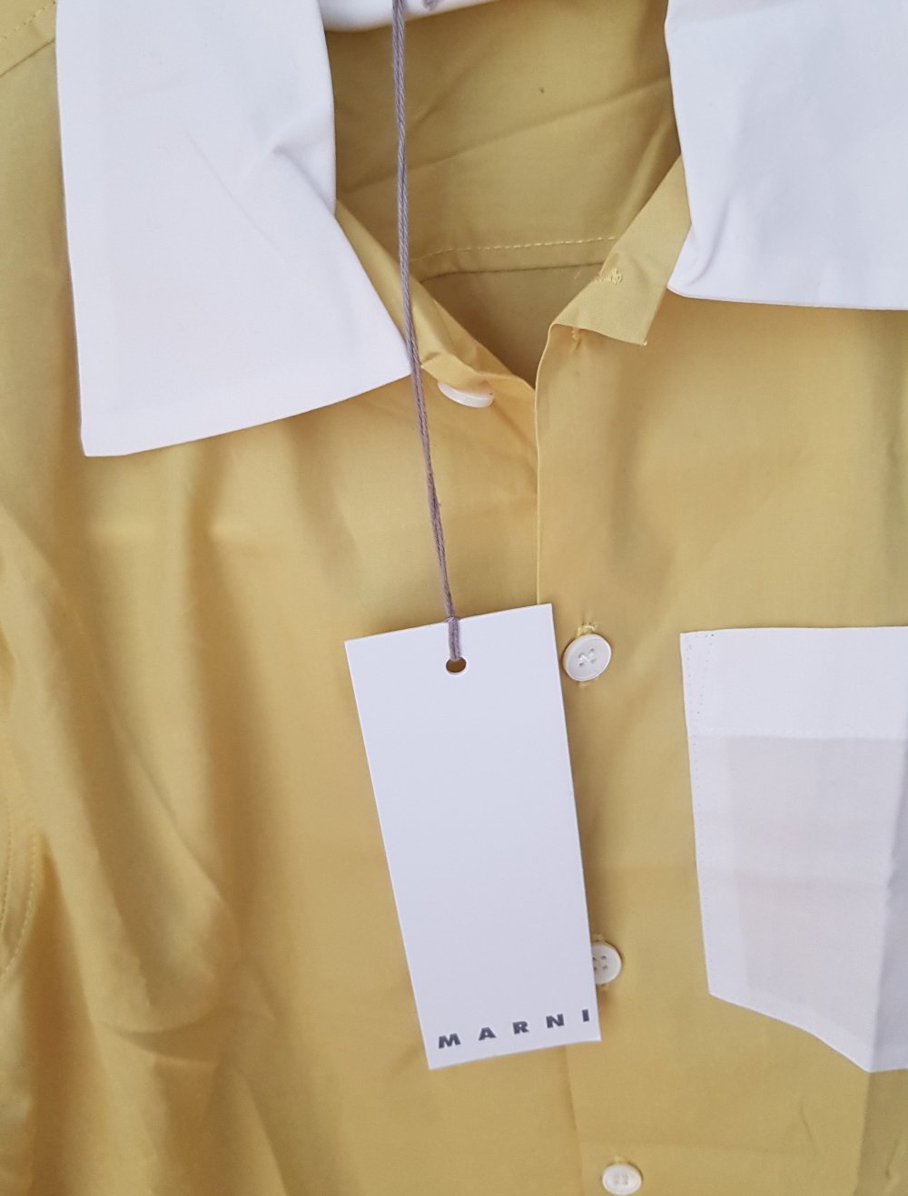Neue Marni Bluse Blusenhemd Senfgelb weiß Baumwolle 100%
