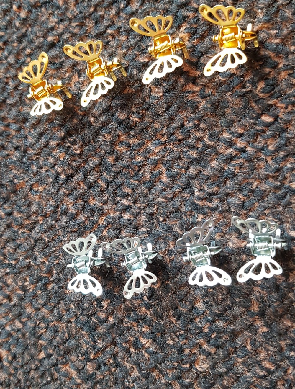 Neu! kleine Haarklammern Schmetterlings Silber Gold 8 Stück  neu