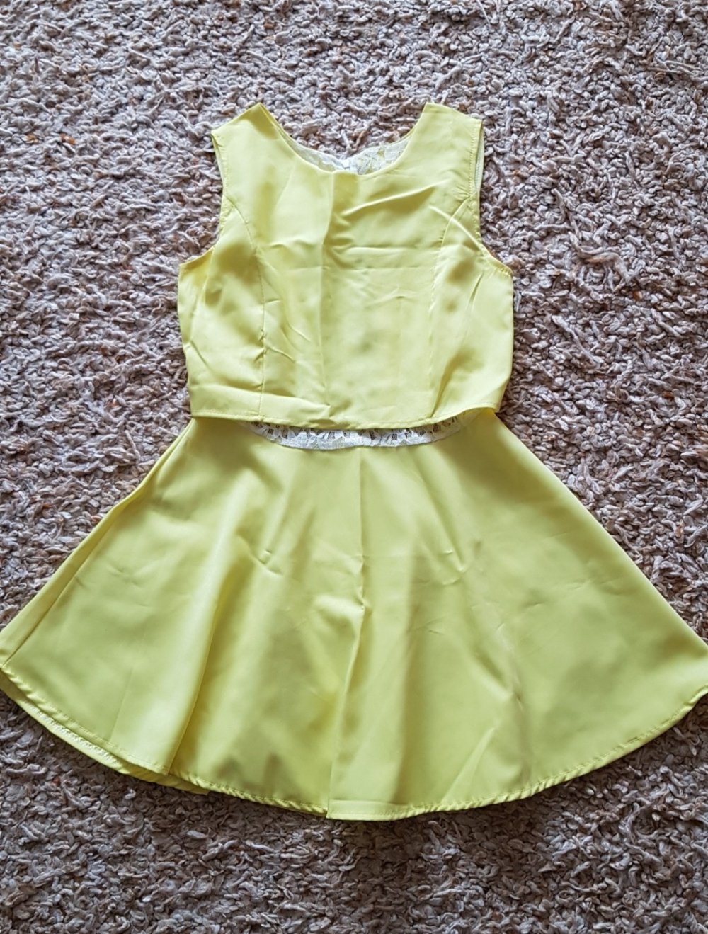 Gelbes  Sommerkleid kurz mit Spitze Y2k Gr.XS