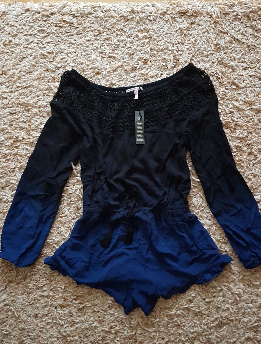 Neu! Victoria's Secret Jumpsuit Playsuit schwarz blau Farbenverlauf Gr.S