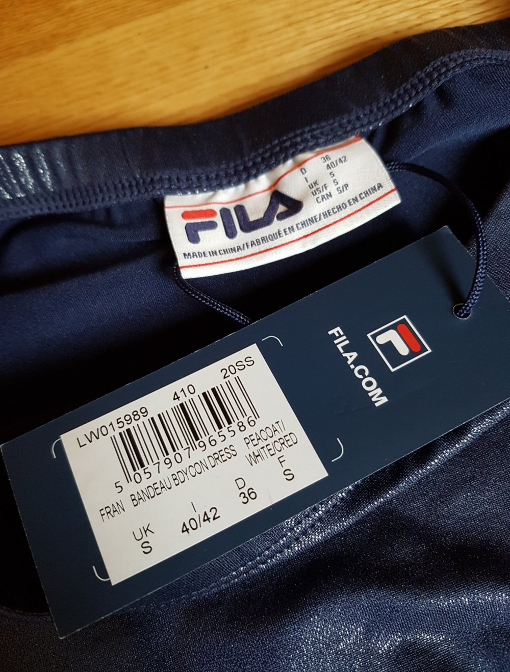 Neu! Fila Bandeau Kleid Bodycoon dunkelblau metalic mit Logo Gr.S