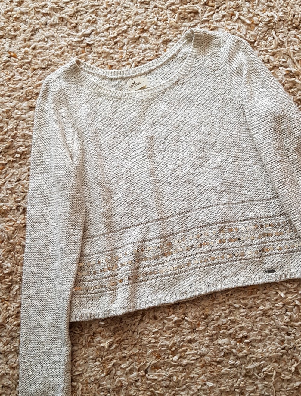 Hollister  Pullover mit Pailleten  creme beige Gr.M