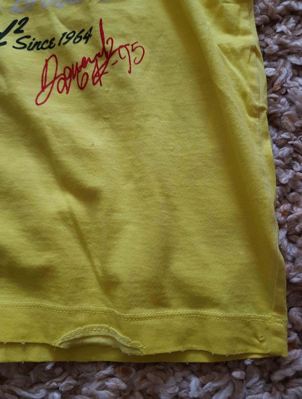 Neu! Dsquared2 Tshirt gelb Used Look Frontal Print Gr.L