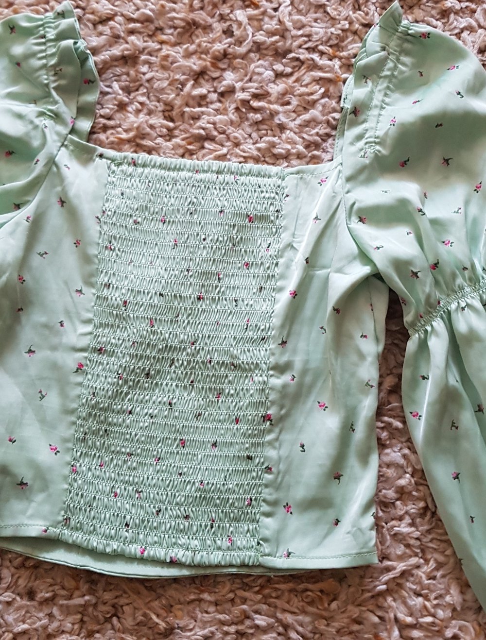Neue Schöne Cropbluse mint  Blümchen Gr.XS