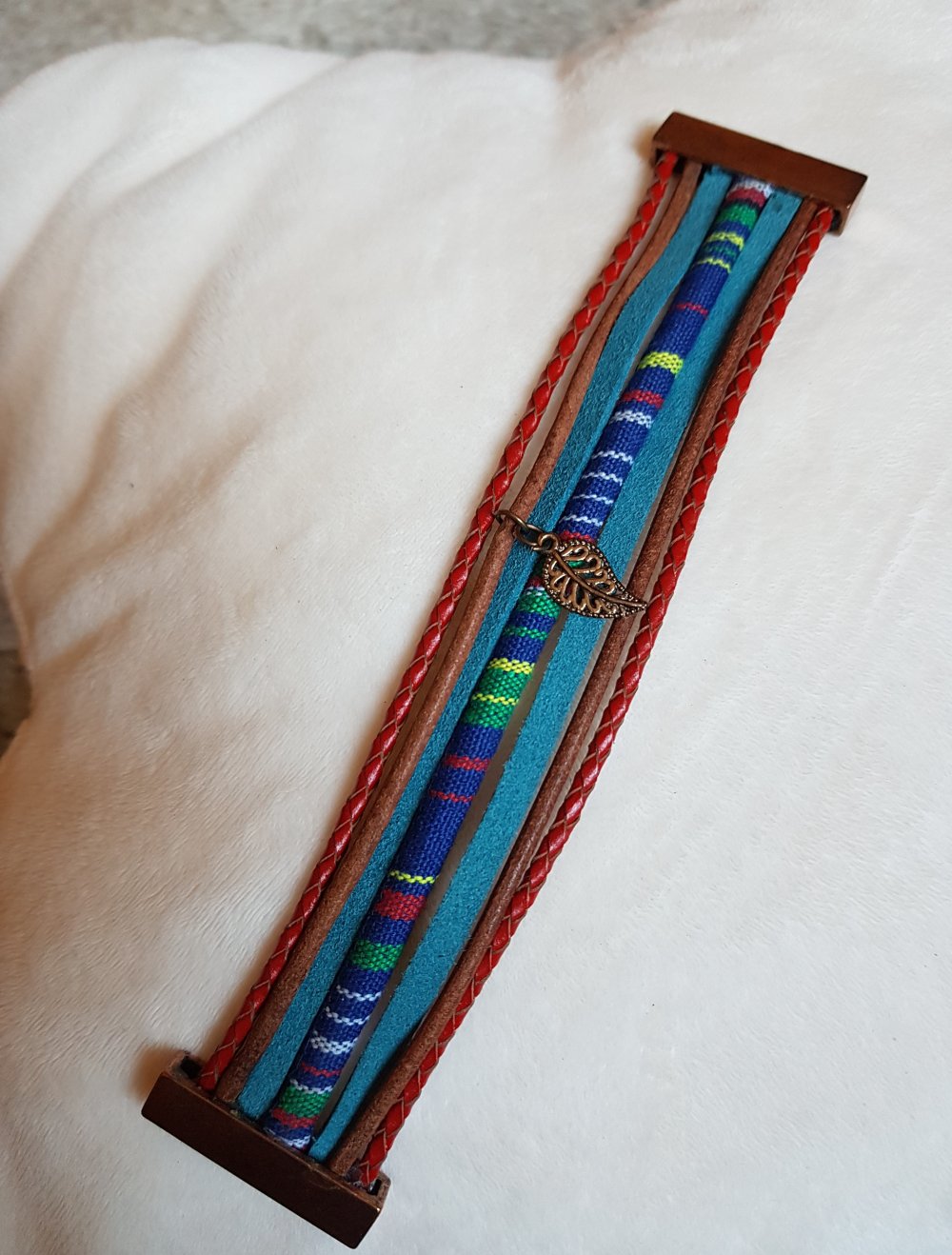 Hippi Boho Ethno Armband Leder mehrreihig bunt