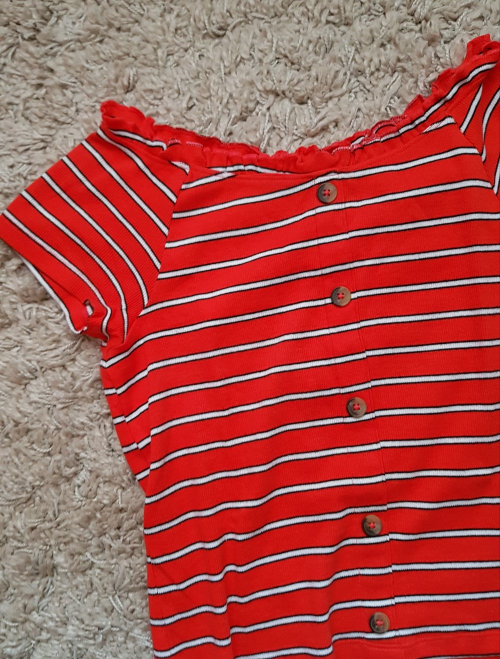 Rotes Top  T-shirt gestreift cropped Gr.S