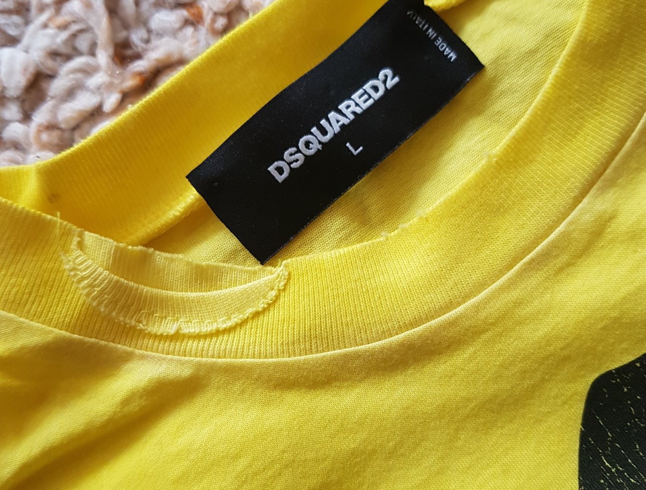 Neu! Dsquared2 Tshirt gelb Used Look Frontal Print Gr.L