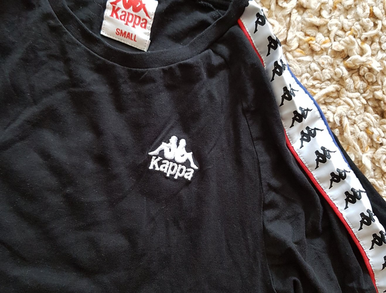 Kappa Schwarzes T-shirt mit Logo Unisex oversized Gr.S