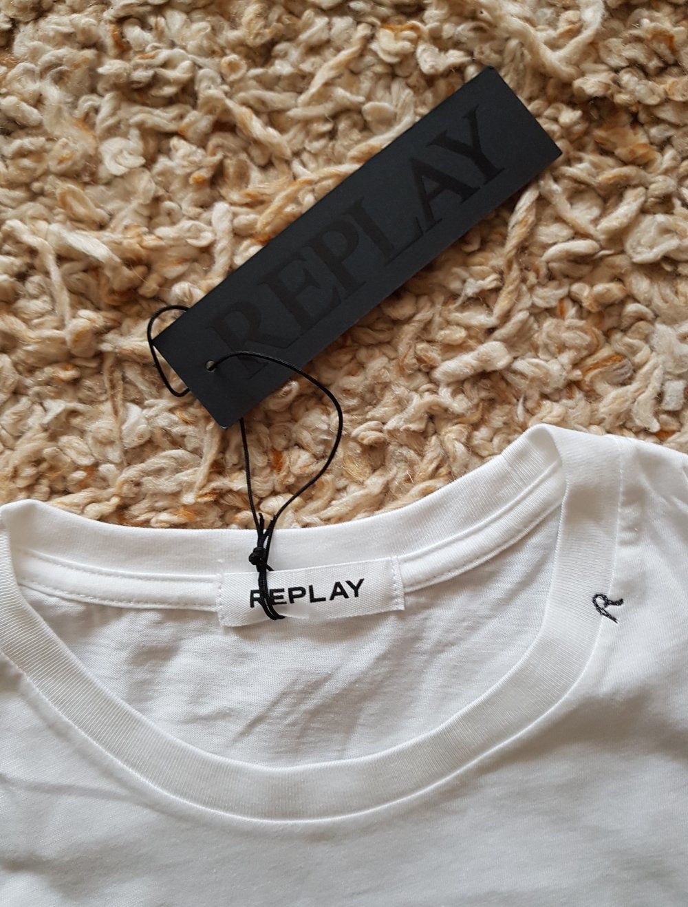 Neu! Replay weißes T-Shirt mit Frontal Print oversized Baumwolle  Gr.L