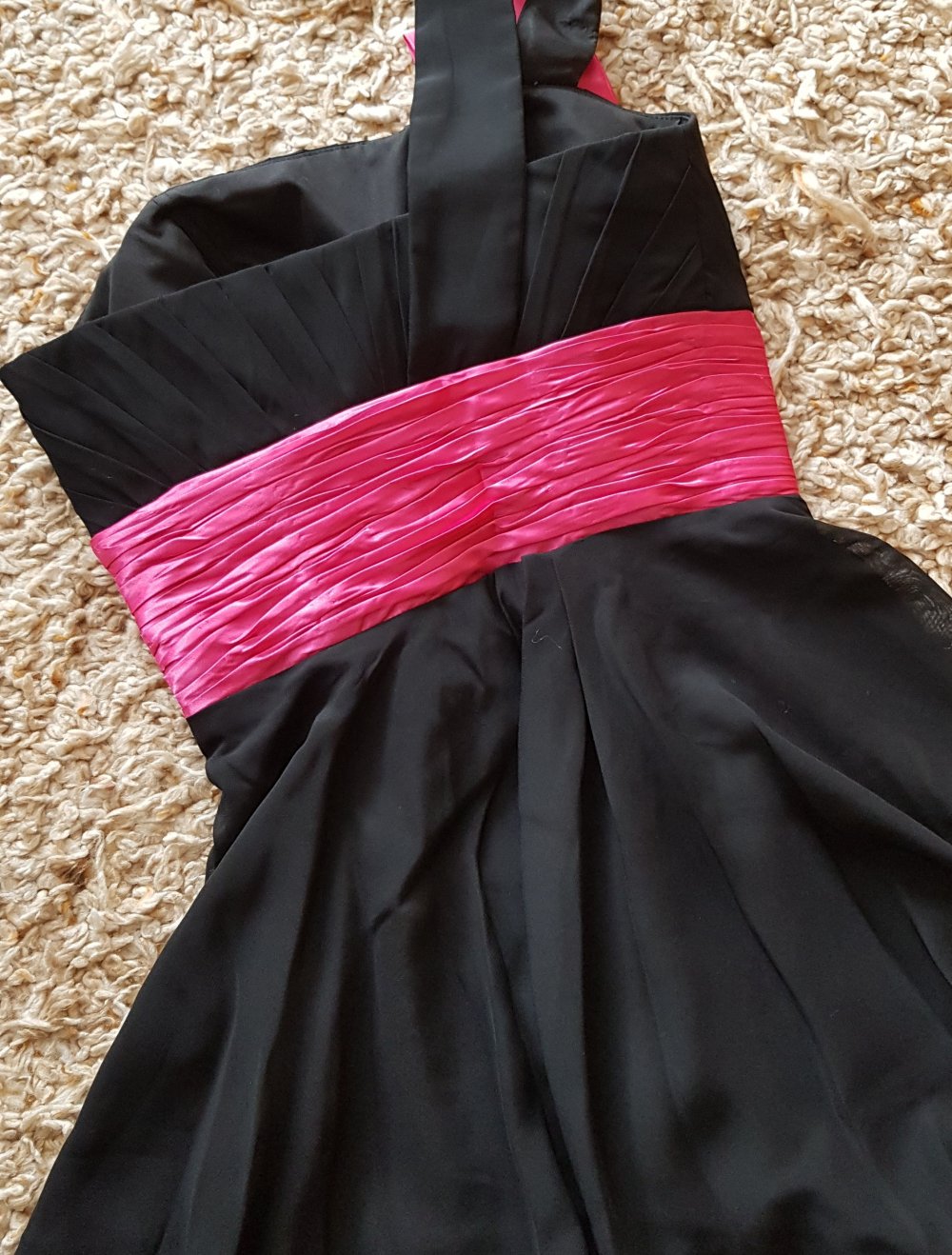 Partykleid Abiballkleid Cocktailkleid  One Shoulder schwarz  pink Straßsteine Gr.S