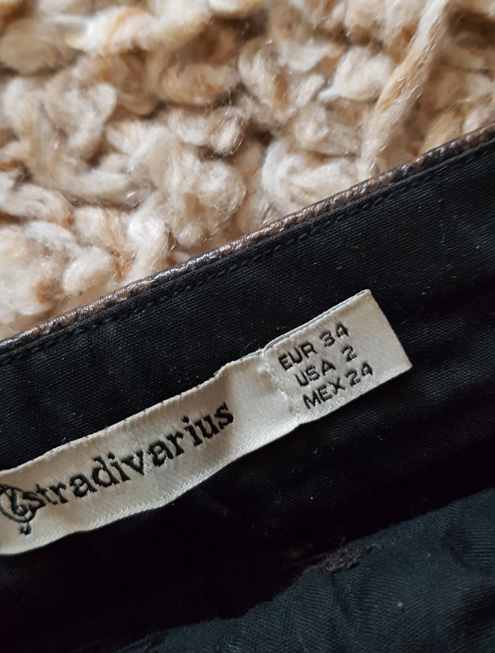 Leder Mini Rock mit Reißverschluss Animalprint braun schwarz Gr.34