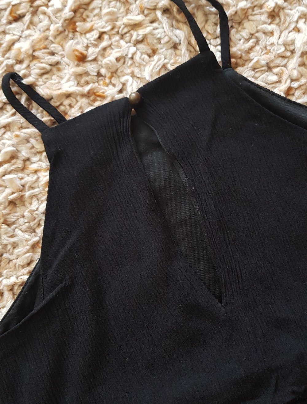 Schwarzer Jumpsuit Playsuit mit  Ethno Stickereien Gr.M
