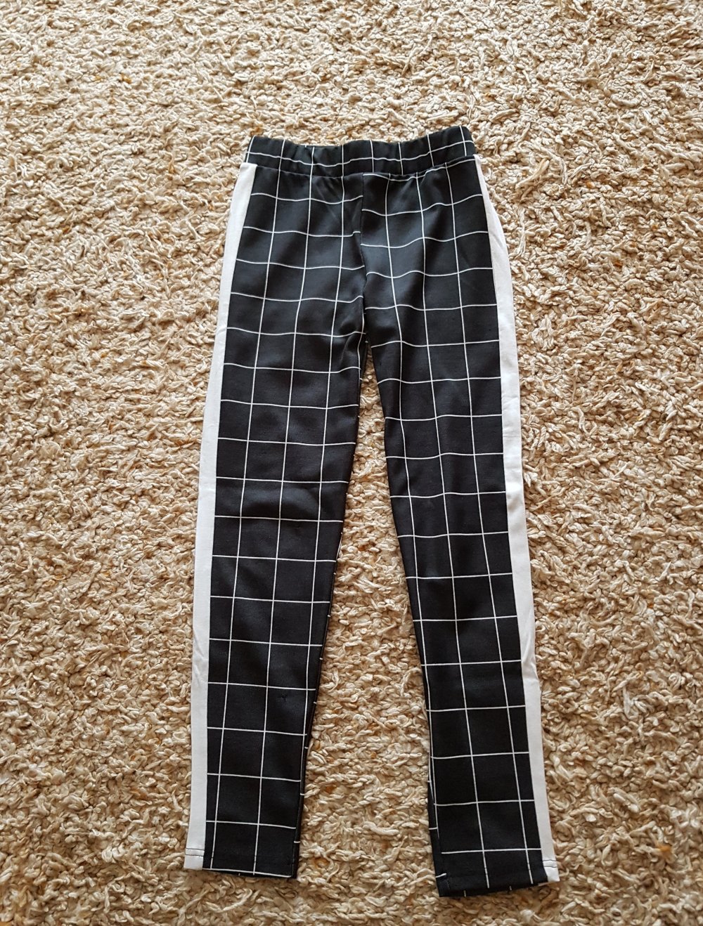 Karierte Leggings schwarz weiß Gr.XS