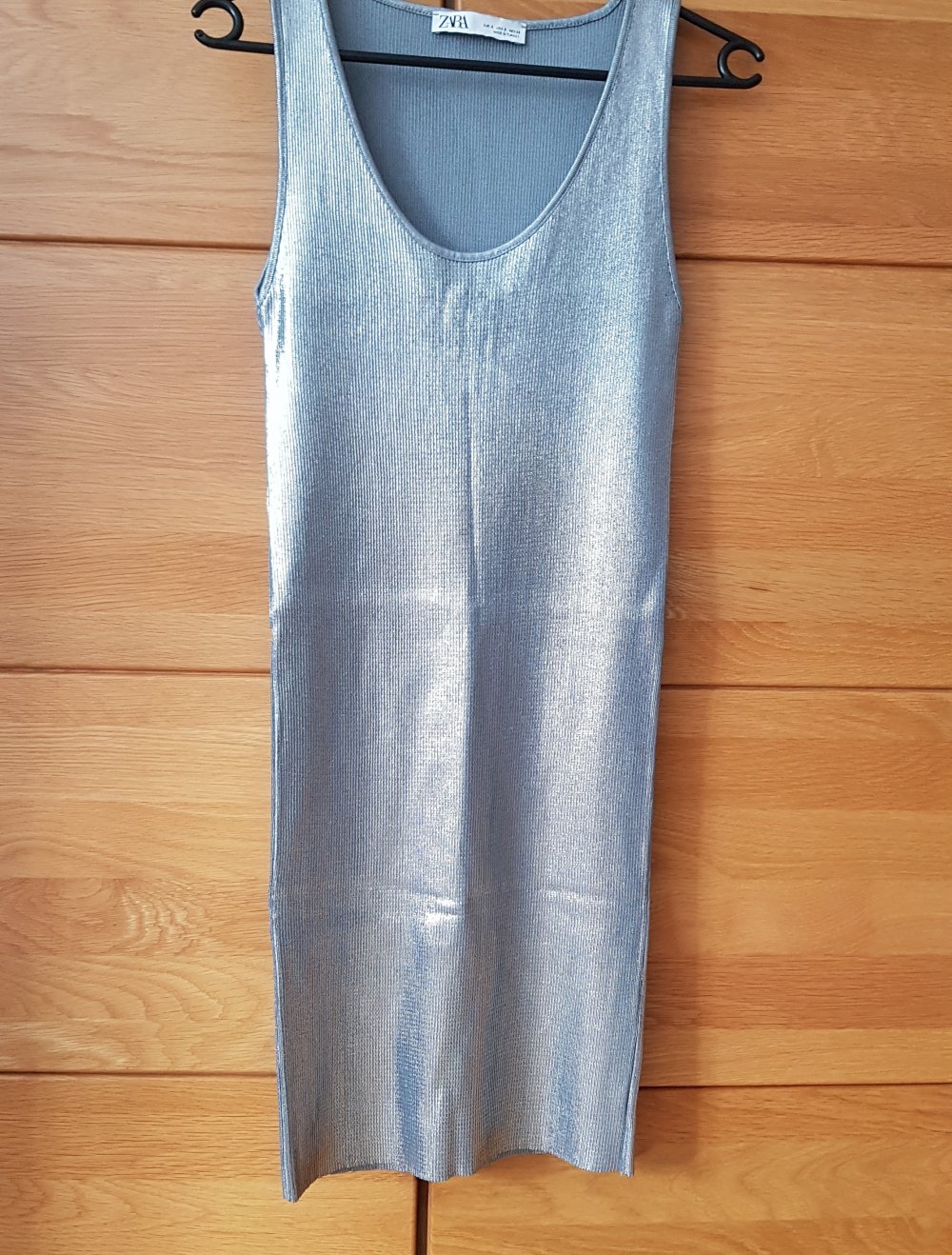Neu! Zara geripptes Kleid Partykleid Silber Gr.S