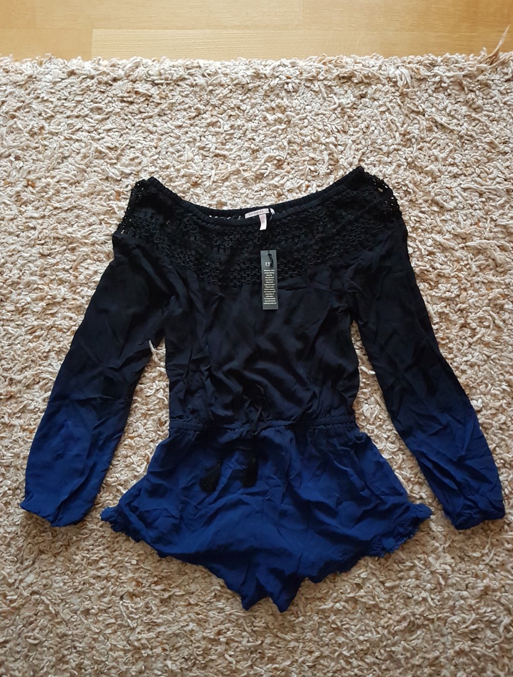 Neu! Victoria's Secret Jumpsuit Playsuit schwarz blau Farbenverlauf Gr.S