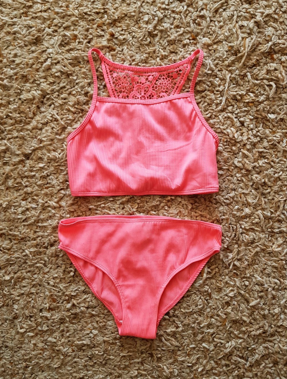 Neu! Mädchen Bikini pink korallenrot Gr.XS