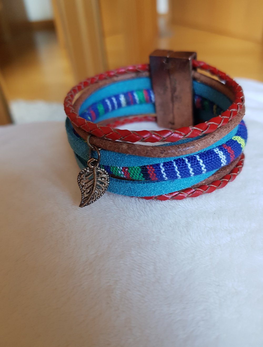 Hippi Boho Ethno Armband Leder mehrreihig bunt