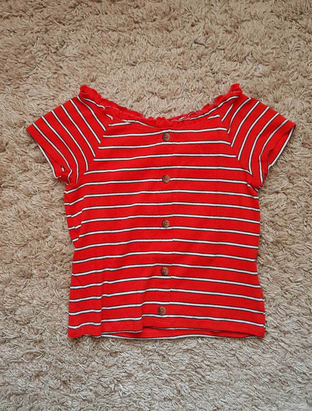 Rotes Top  T-shirt gestreift cropped Gr.S