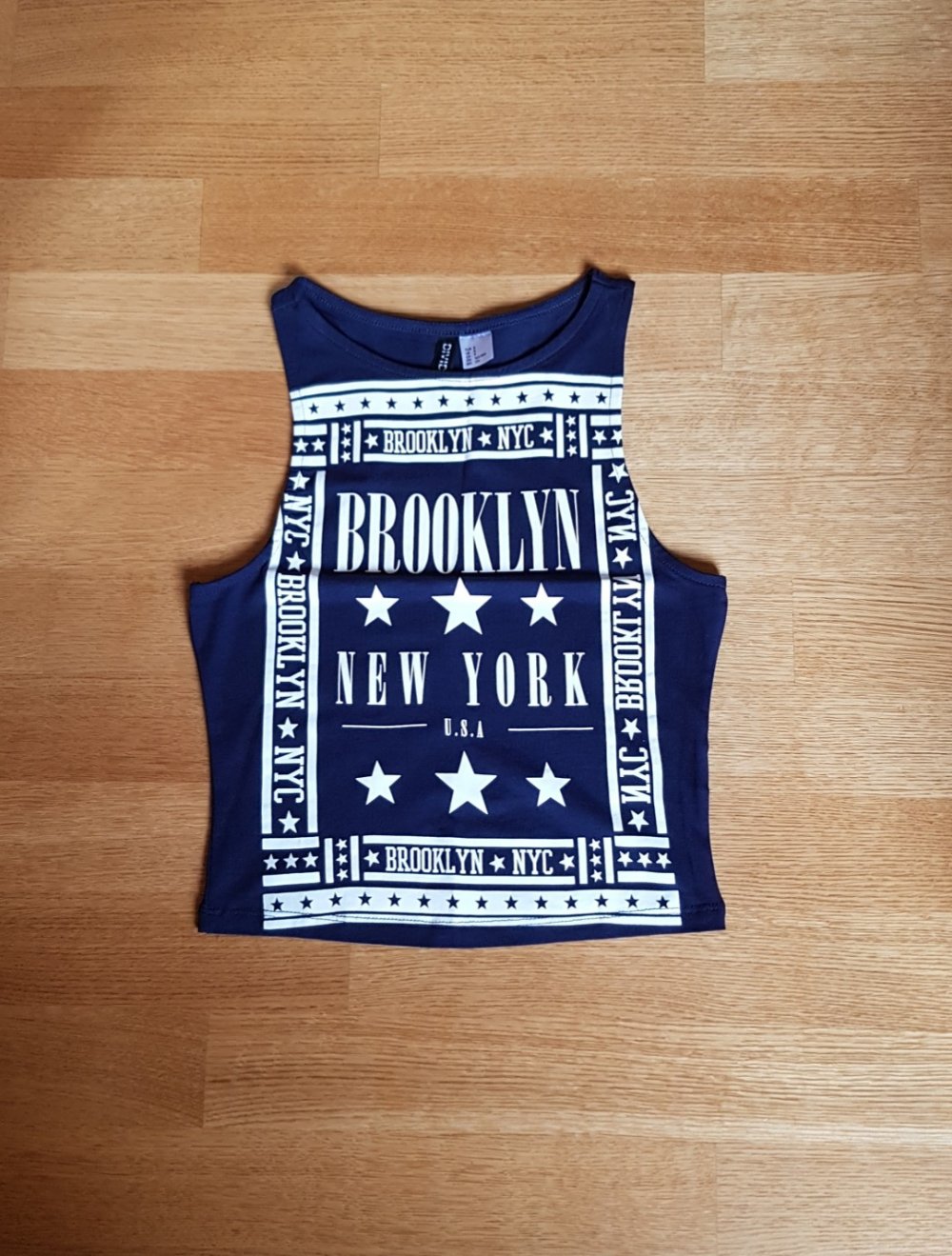 Neues Sommertop Shirt mit Frontal Print dunkelblau   Gr.S