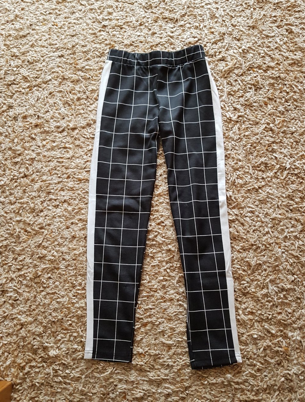 Karierte Leggings schwarz weiß Gr.XS