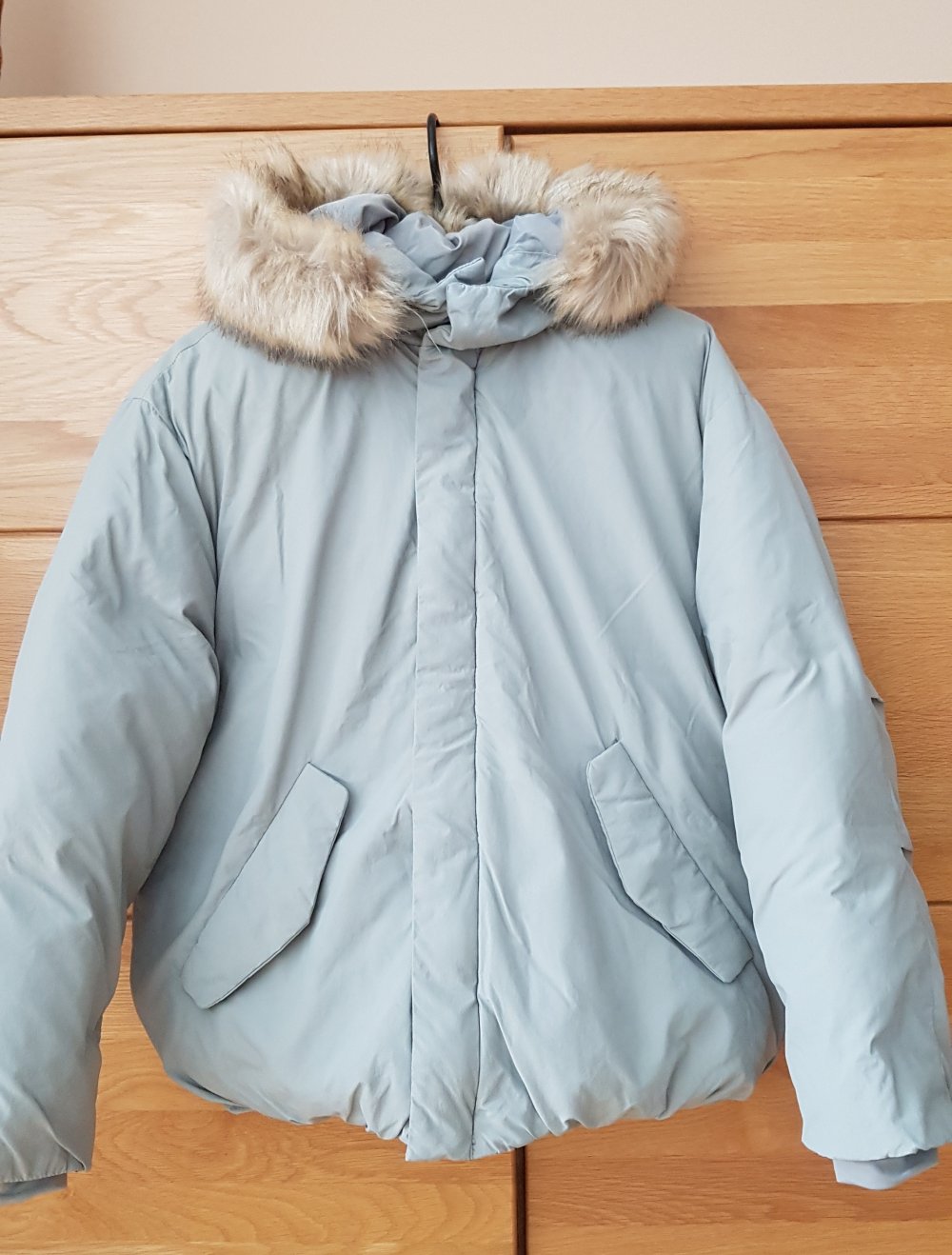 Zara  Echtdaunenjacke Winterjacke mit Kapuze mint cropped warm 164cm