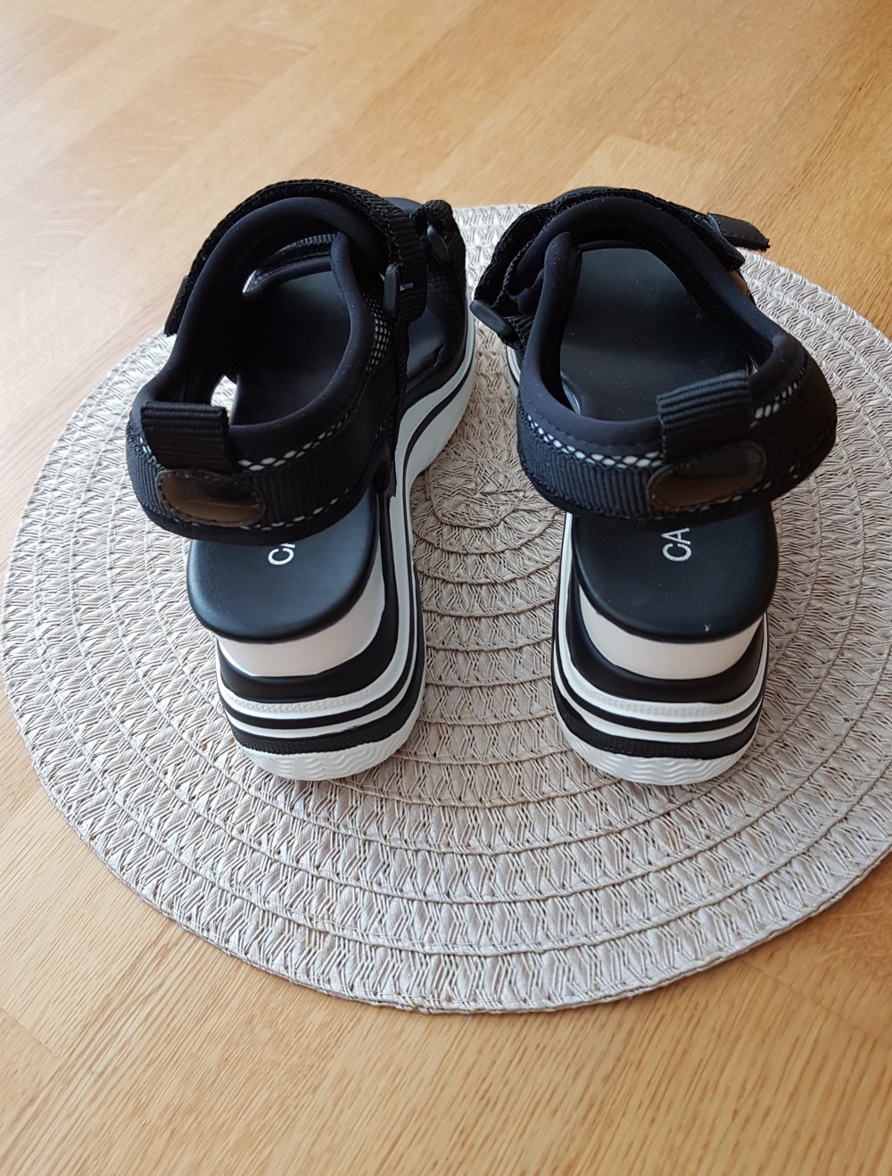 Sommer Plateau Sandalen schwarz weiß Gr.37