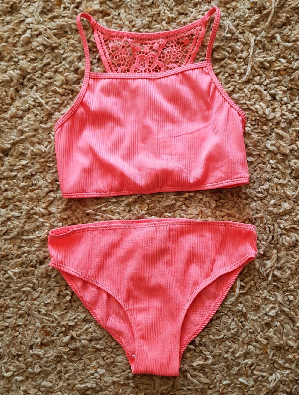 Neu! Mädchen Bikini pink korallenrot Gr.XS