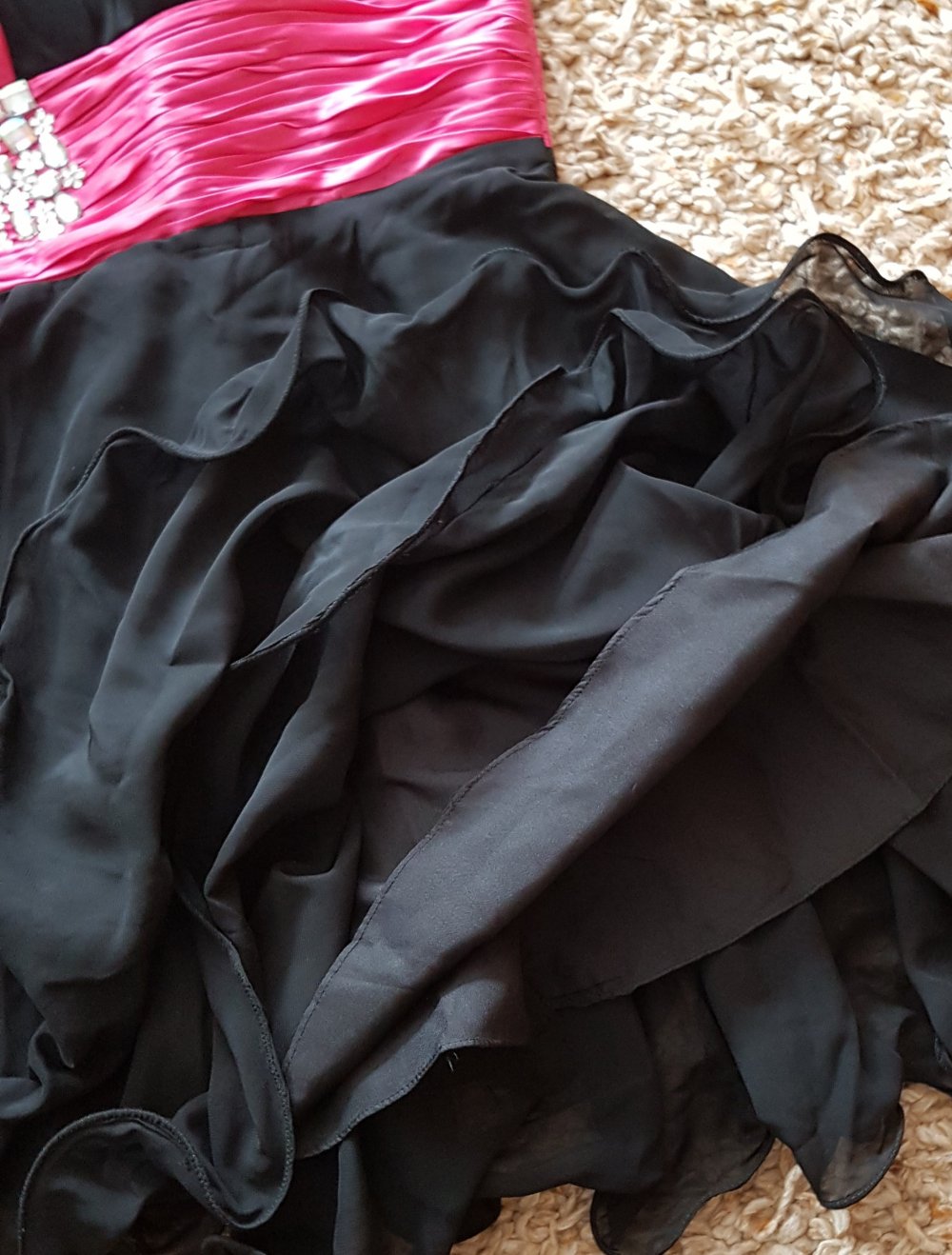 Partykleid Abiballkleid Cocktailkleid  One Shoulder schwarz  pink Straßsteine Gr.S