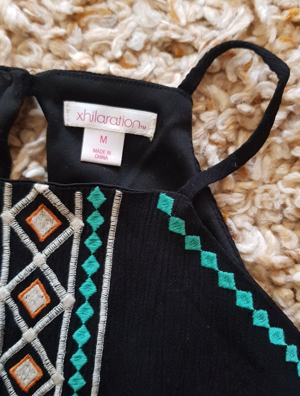 Schwarzer Jumpsuit Playsuit mit  Ethno Stickereien Gr.M