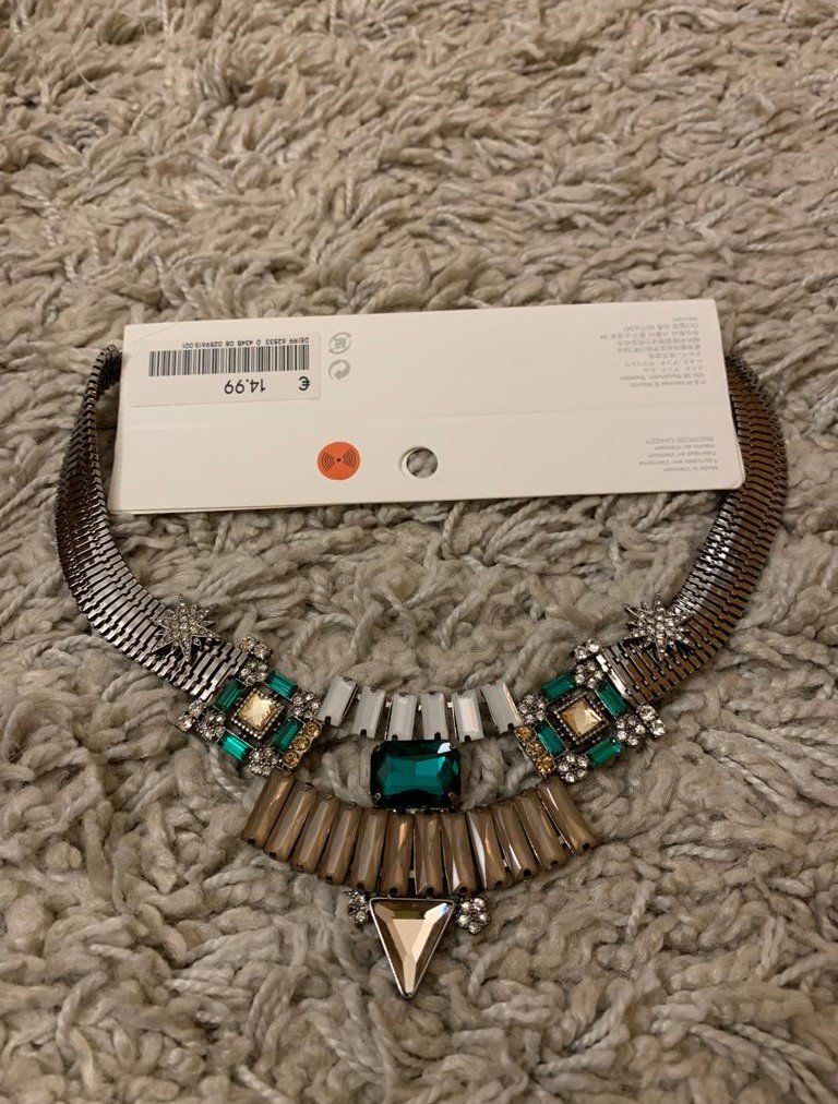 Statement Kette silber gold grüne Steine Y2k  neu