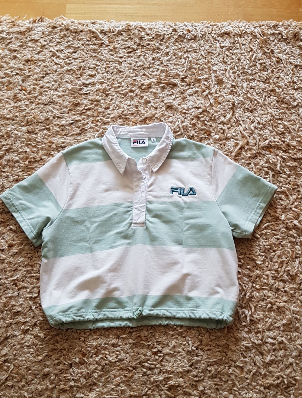 Fila Polo Shirt cropped mint weiß Streifen Gr.S