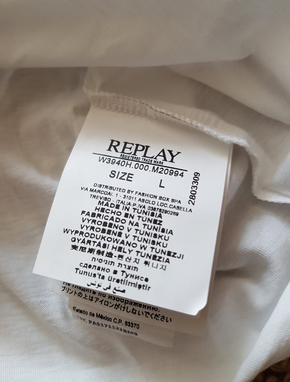 Neu! Replay weißes T-Shirt mit Frontal Print oversized Baumwolle  Gr.L