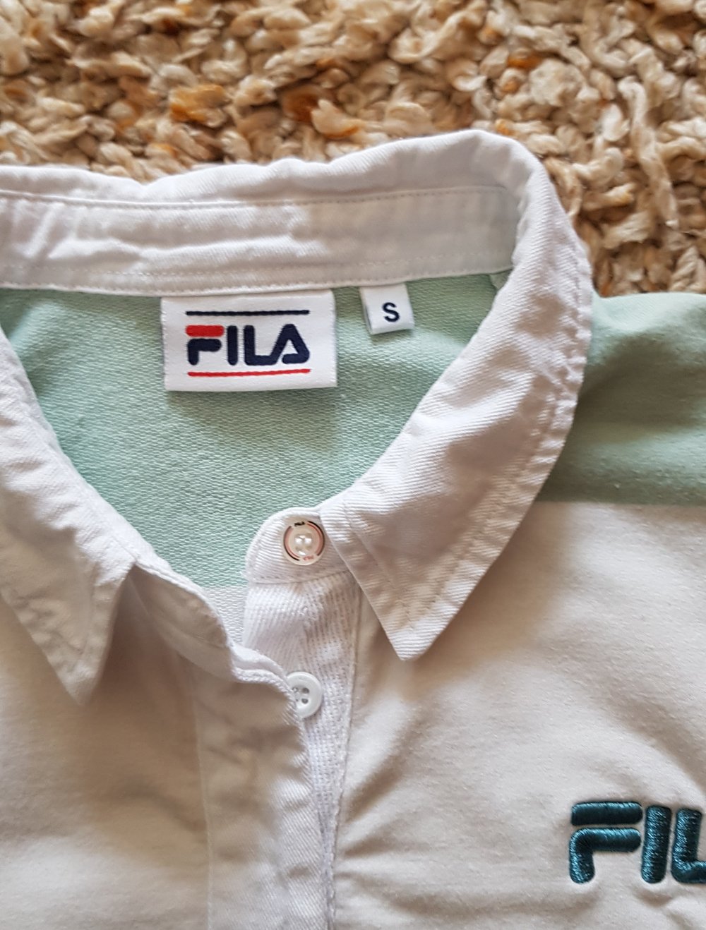 Fila Polo Shirt cropped mint weiß Streifen Gr.S